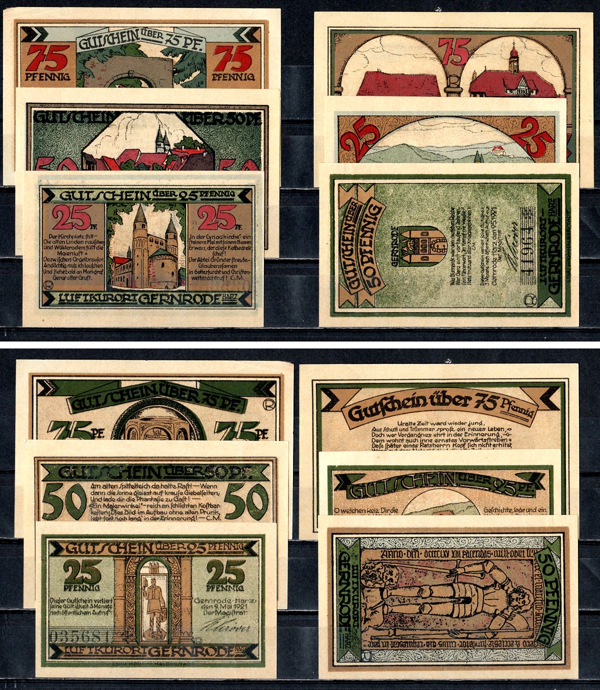 Гернроде-им-Гарц (Анхальт) набор из 6 нотгельдов 1921 7556-5-2-2