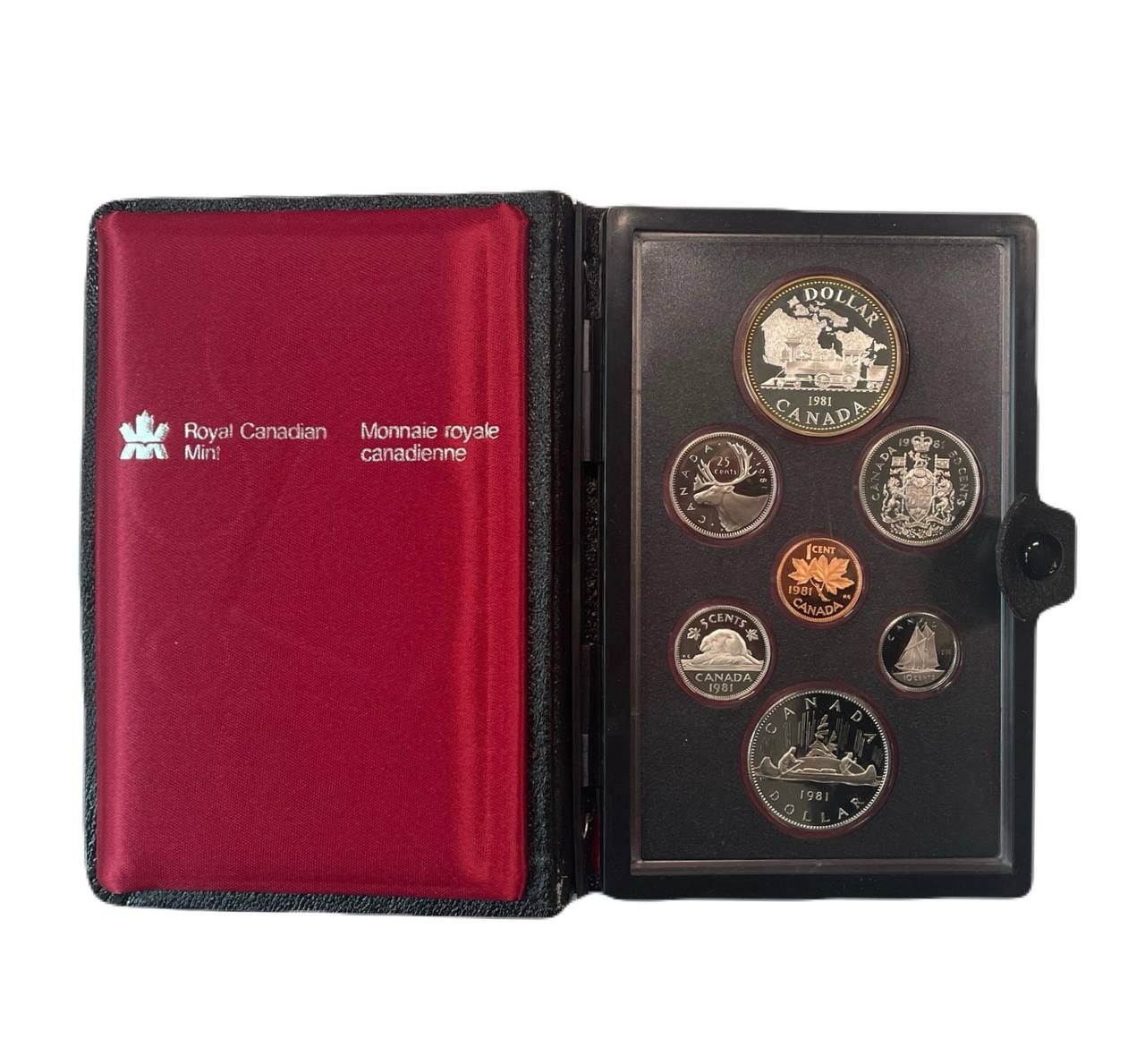 Канада набор из 7 монет (1, 5, 10, 25 и 50 центов; 1 доллар) 1981 100 лет Трансконтинентальной железной дороге, в оригинальной упаковке, с сертификатом подлинности KM 127, 60.2, 77, 74, 75.3, 120.1 и 130 PROOF 8-1-03-10