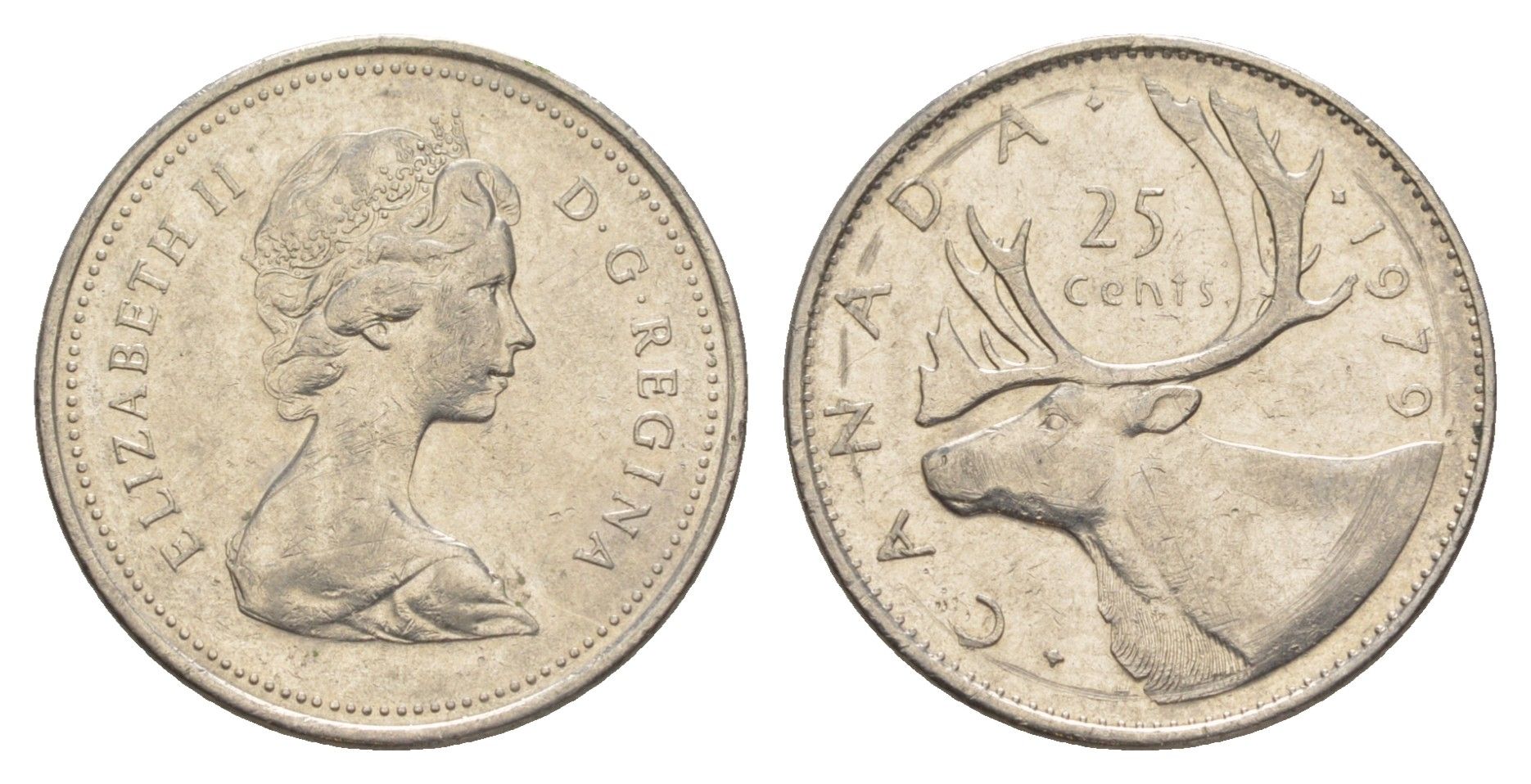 Канада 25 центов 1979 Елизавета II (1952-2022), олень KM 74 никель 4638-524