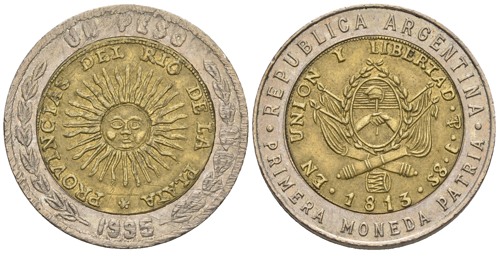 Аргентина 1 песо 1995 объединение провинций KM 112.1 биметалл 87-135
