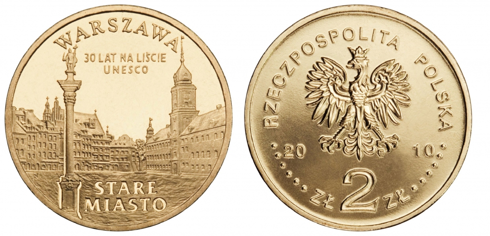Польша 2 злотых 2010 MW, серия города Польши, Варшава, старый город KM 751 нордик UNC M8-03