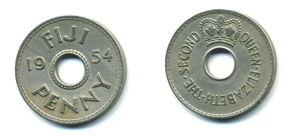 Фиджи 1 пенни 1954 Елизавета II (1952- ) KM 21 медно-никель 37-945
