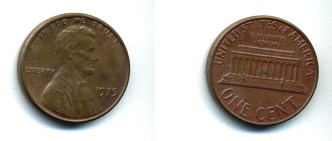 США 1 ЦЕНТ 1975 ЛИНКОЛЬН KM 201 медь цинк 46-565