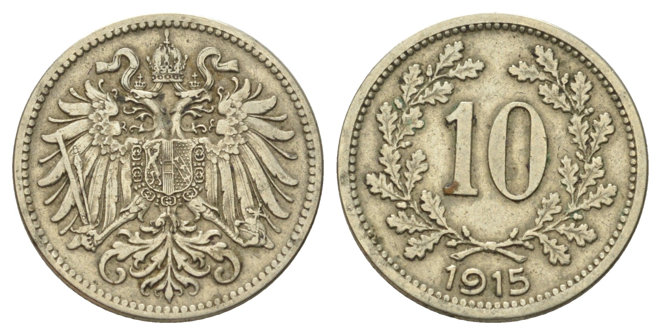 Австрия 10 геллеров 1915 Франц Иосиф I (1848-1916) KM 2822 медь цинк никель 4684-832