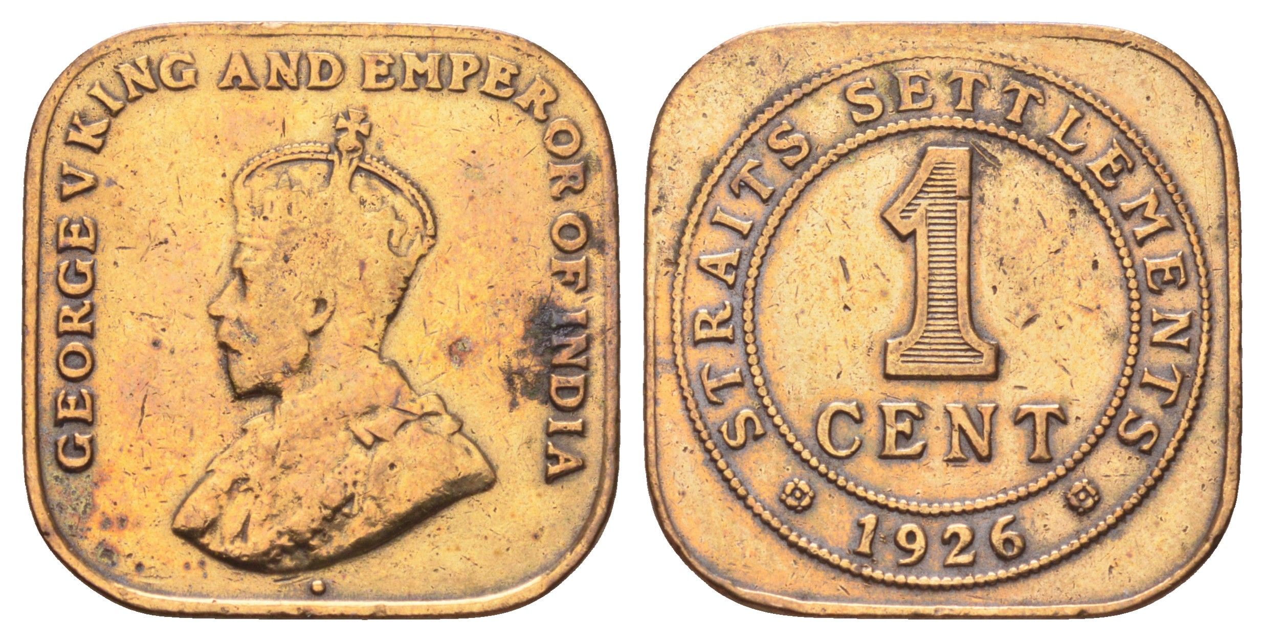 Стрейтс-Сетлментс (Стрейтс Сетлментс) 1 цент 1926 Георг V (1910-1936) KM 32 бронза 4697-1236