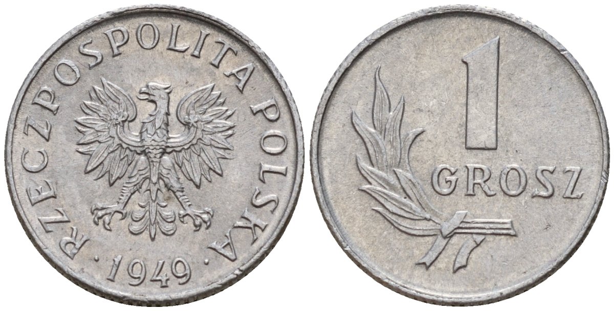 Польша 1 грош 1949 KM 39 алюминий 4189-454