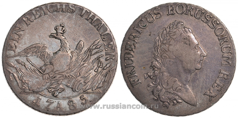 Пруссия 1 талер 1785 A, Фридрих Вильгельм II Dav. 2590, Kluge 123.5, Old. 70, KM 332.1 серебро 00-806-61