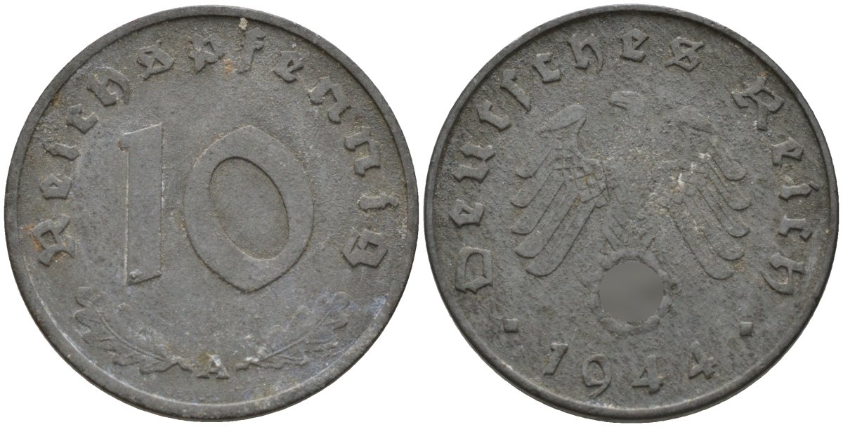 Германия 10 рейхспфеннигов 1944 A KM 101, J.371 цинк 4151-266