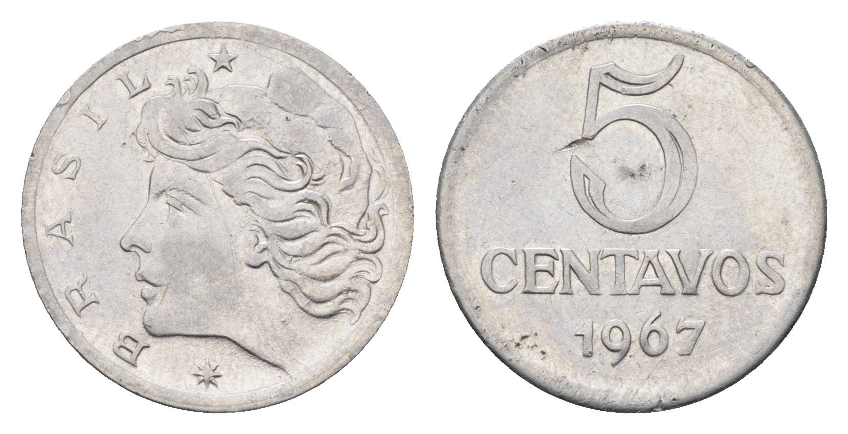 Бразилия 5 сентаво 1967 KM 577.1 нержавеющая сталь 4664-517