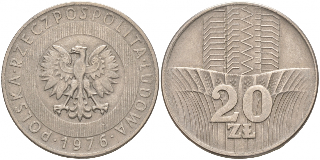 Польша 20 злотых 1976 MW KM 67 медно-никель 69-613