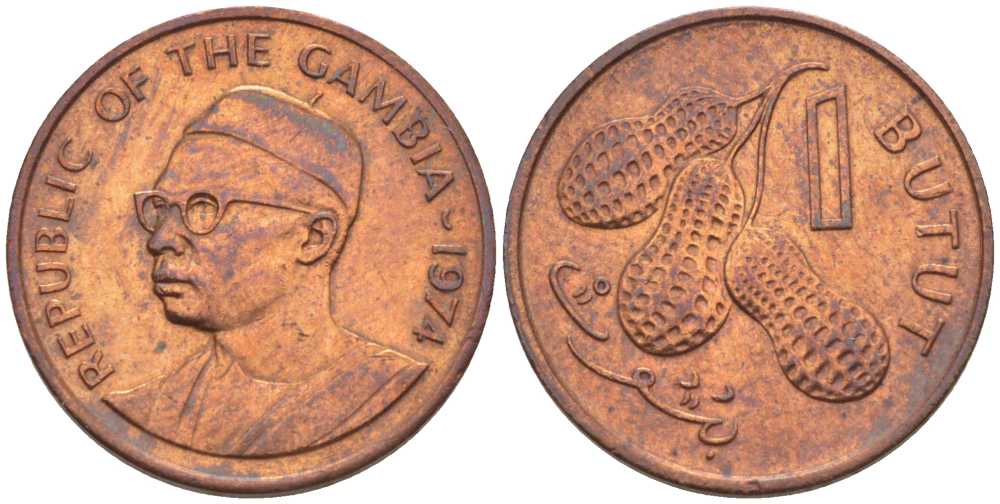 ГАМБИЯ 1 БУТУТ 1974 KM 8 бронза 105-1064