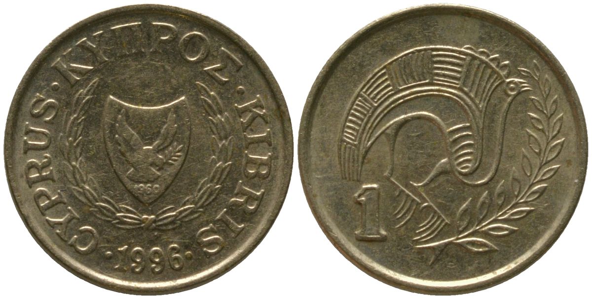 Кипр 1 цент 1996 KM 53.3 никель латунь 4154-1146