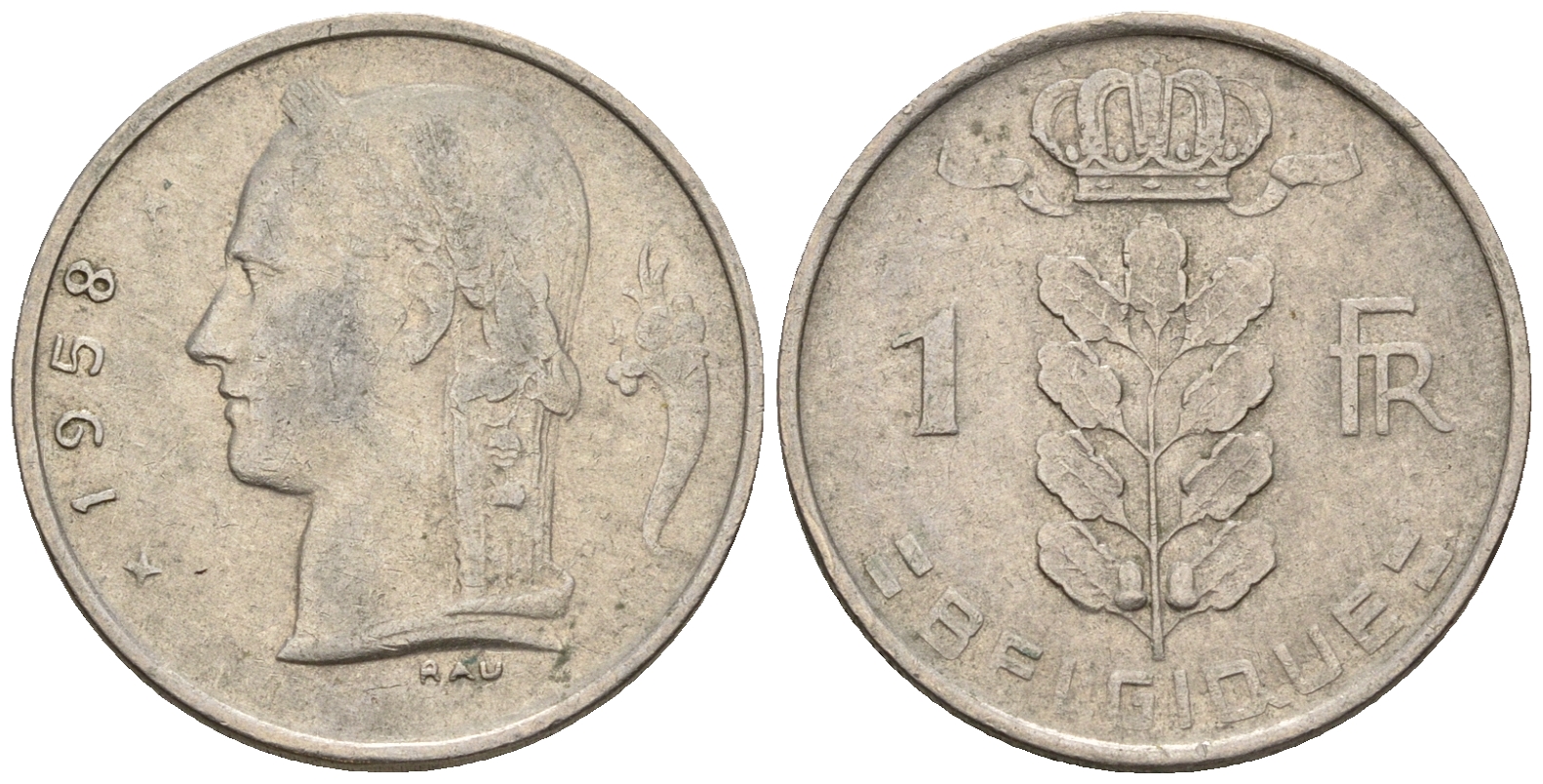 Бельгия 1 франк 1965 Belgique, Бодуэн I (1951-1993) KM 142.1 медно-никель 259-1041