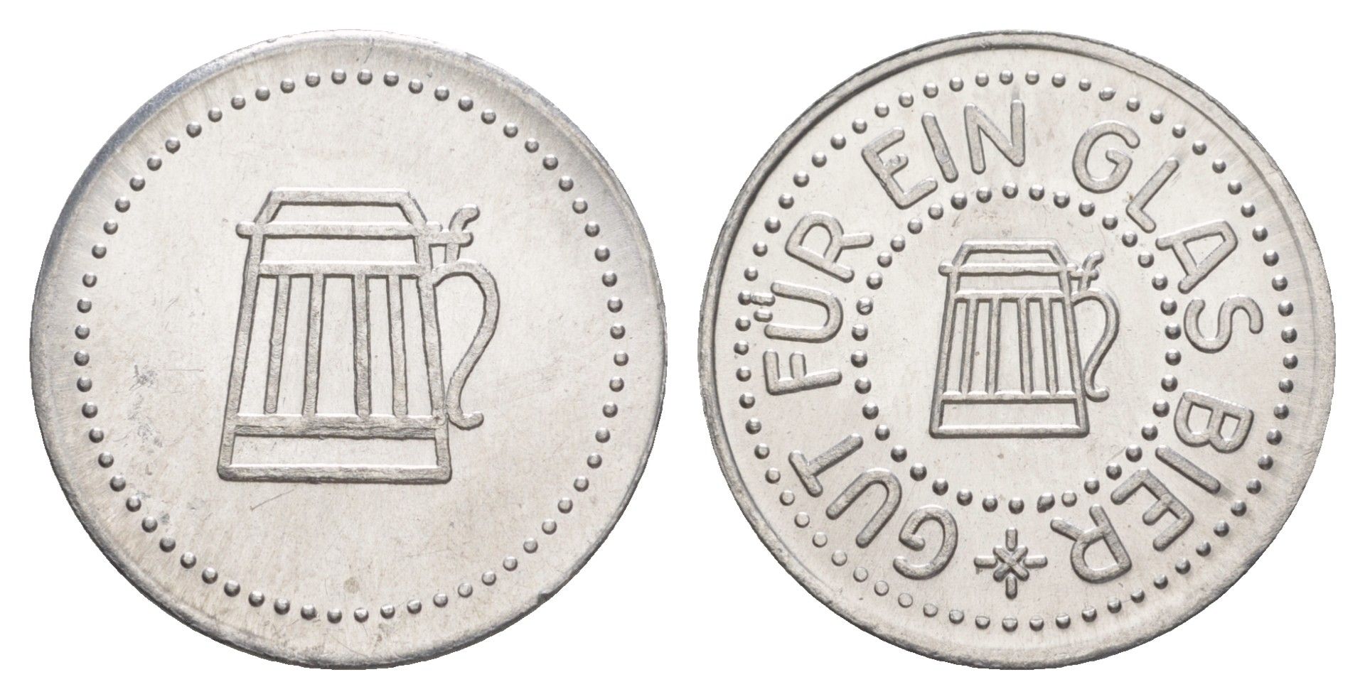 Германия жетон в 1 "стакан пива" ND диаметр 24 мм, вес 1,1 гр алюминий UNC 4638-831