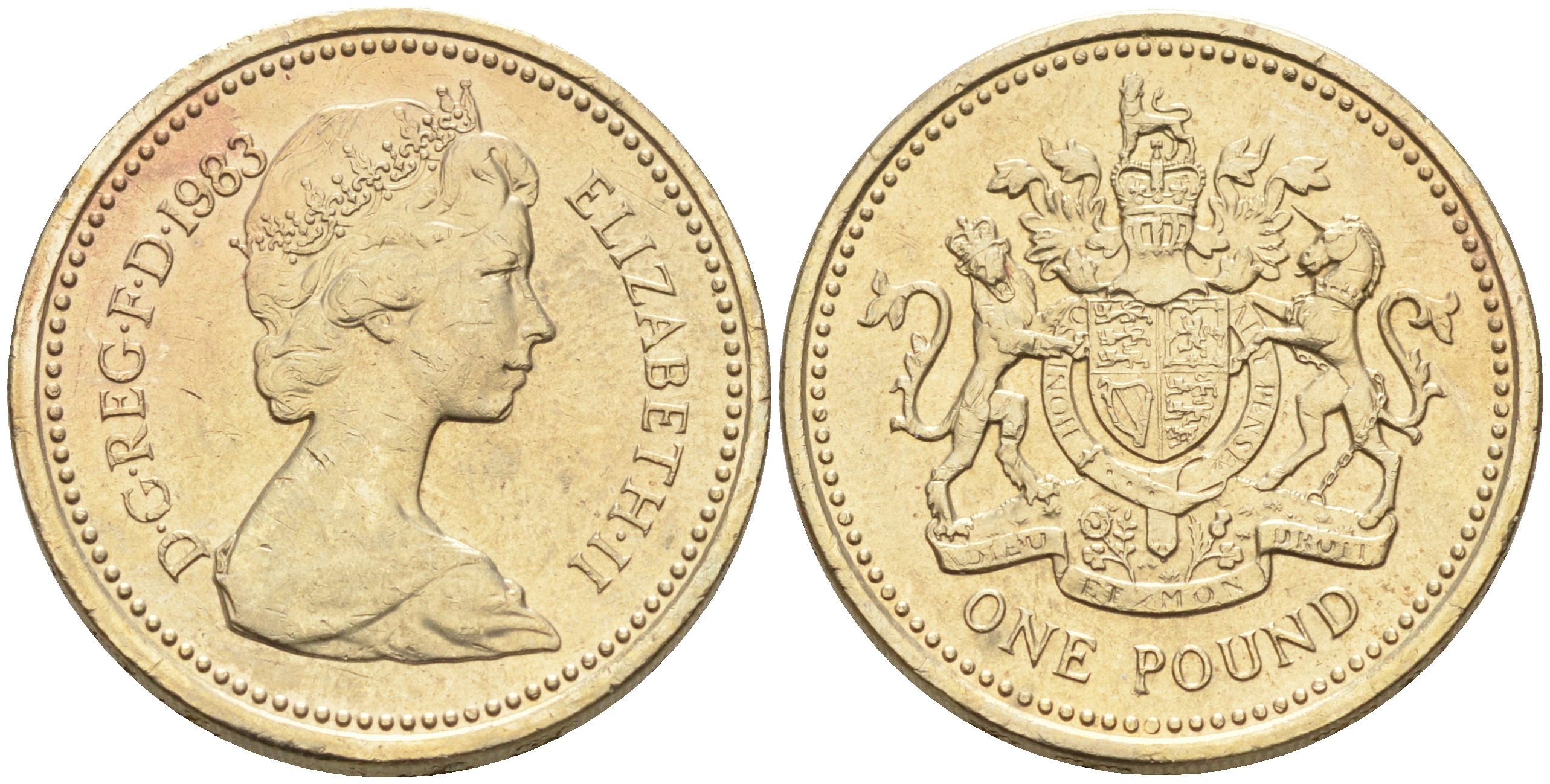 Великобритания 1 фунт 1983 Елизавета II (1952-2022) KM 933, Spink 4221 никель латунь 4589-1012