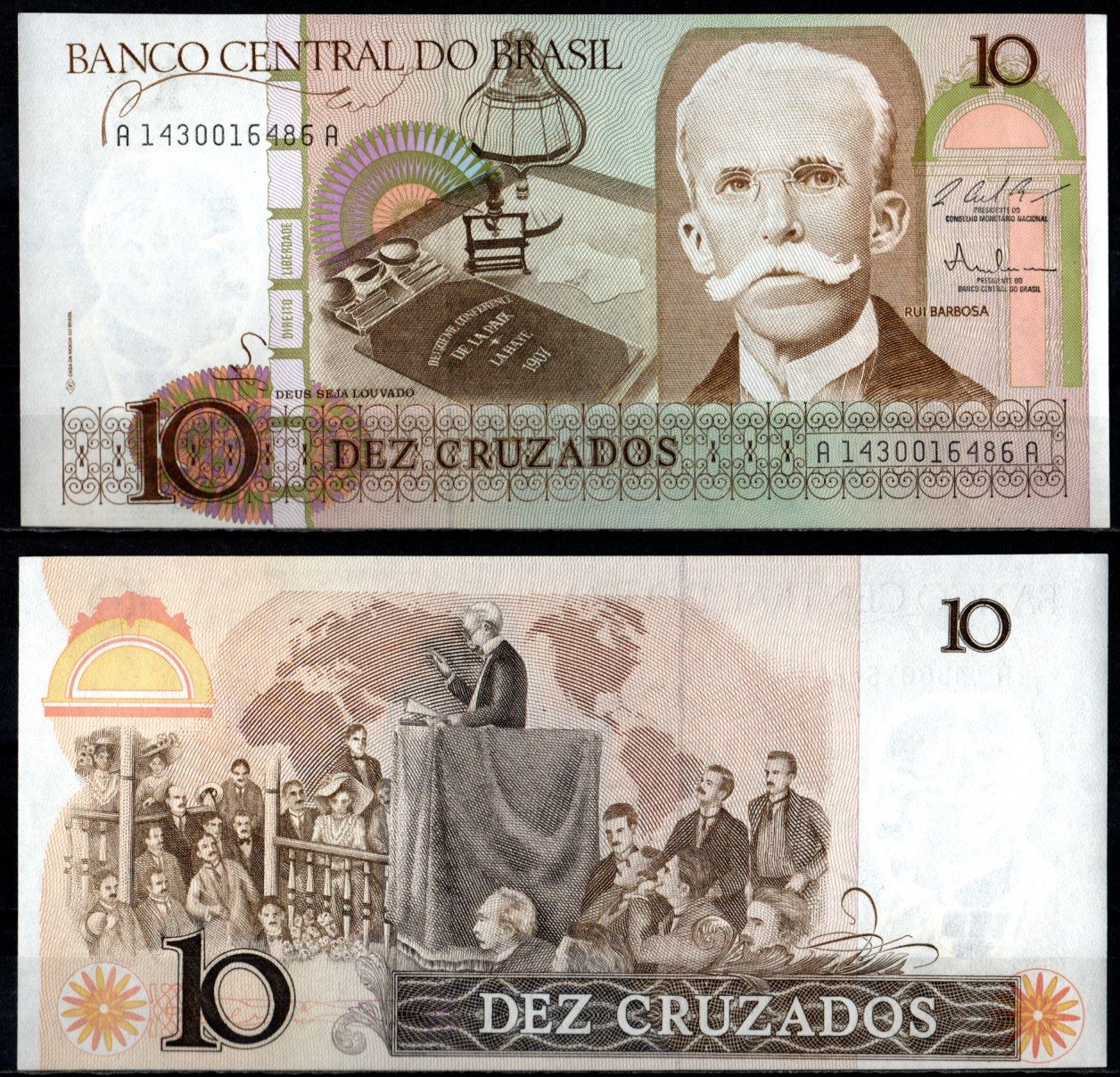 Бразилия 10 крузадо 1987 Pick 209 b бумага UNC (пресс) 7191-9-4-1