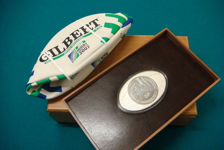 Франция 50 евро 2007 Чемпионат мира по регби, тираж 299 экземпляров 1000 грамм (1 килограмм) KM 1487 серебро PROOF