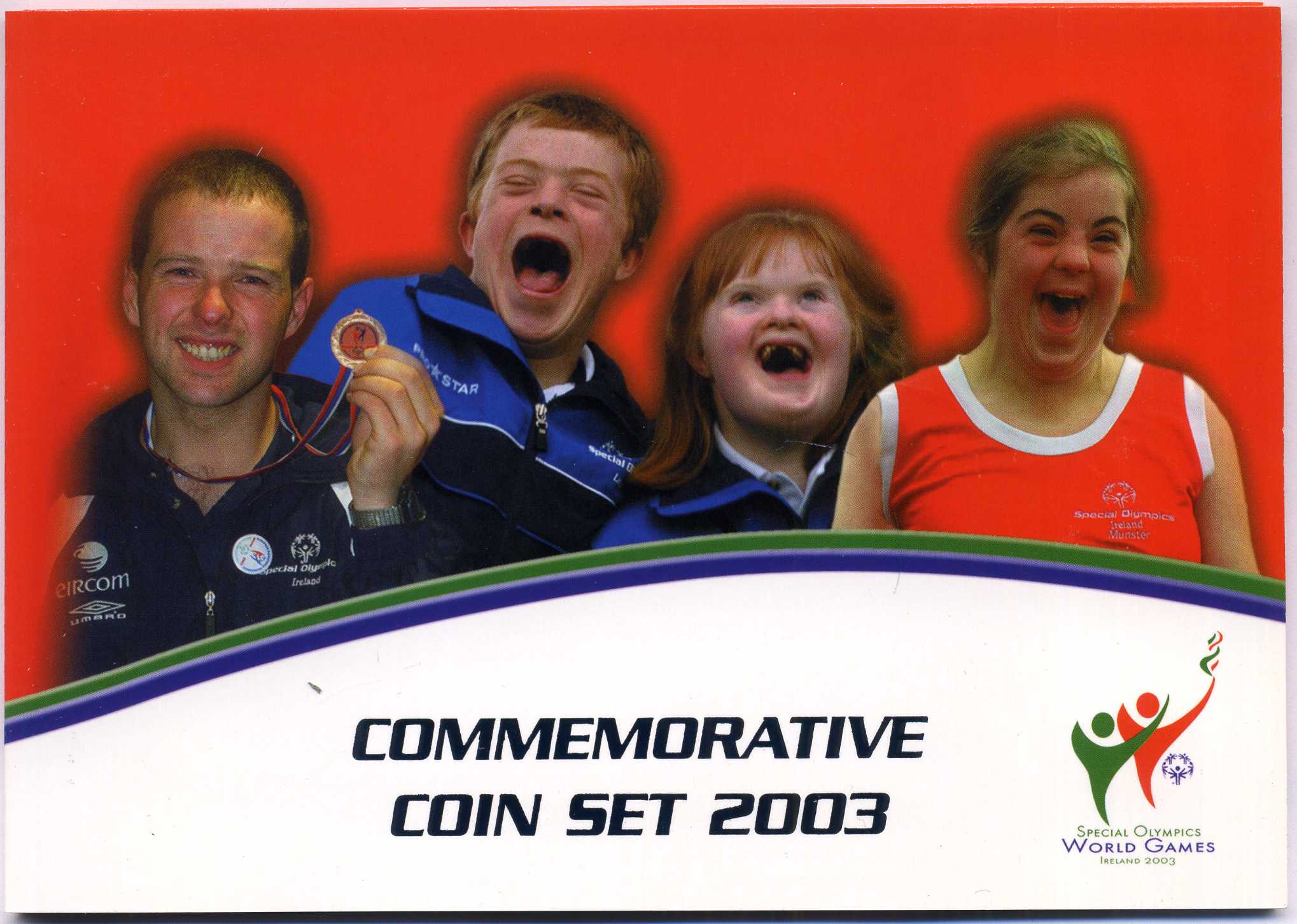 Ирландия официальный набор из 9 монет 2003 включая 5 евро специальные Олимпийские игры в Ирландии 2003, цветная эмаль ​KM MS12 UNC 4-5-2-10