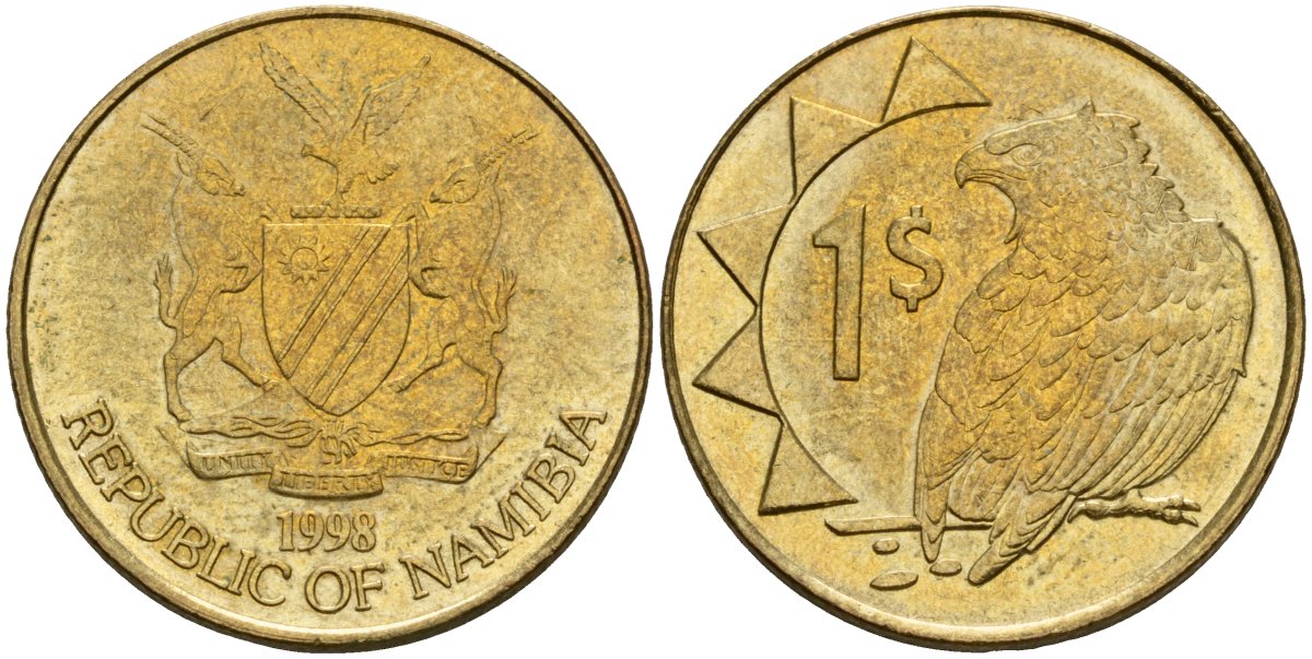 Намибия 1 доллар 1998 KM 4 латунь 4591-633