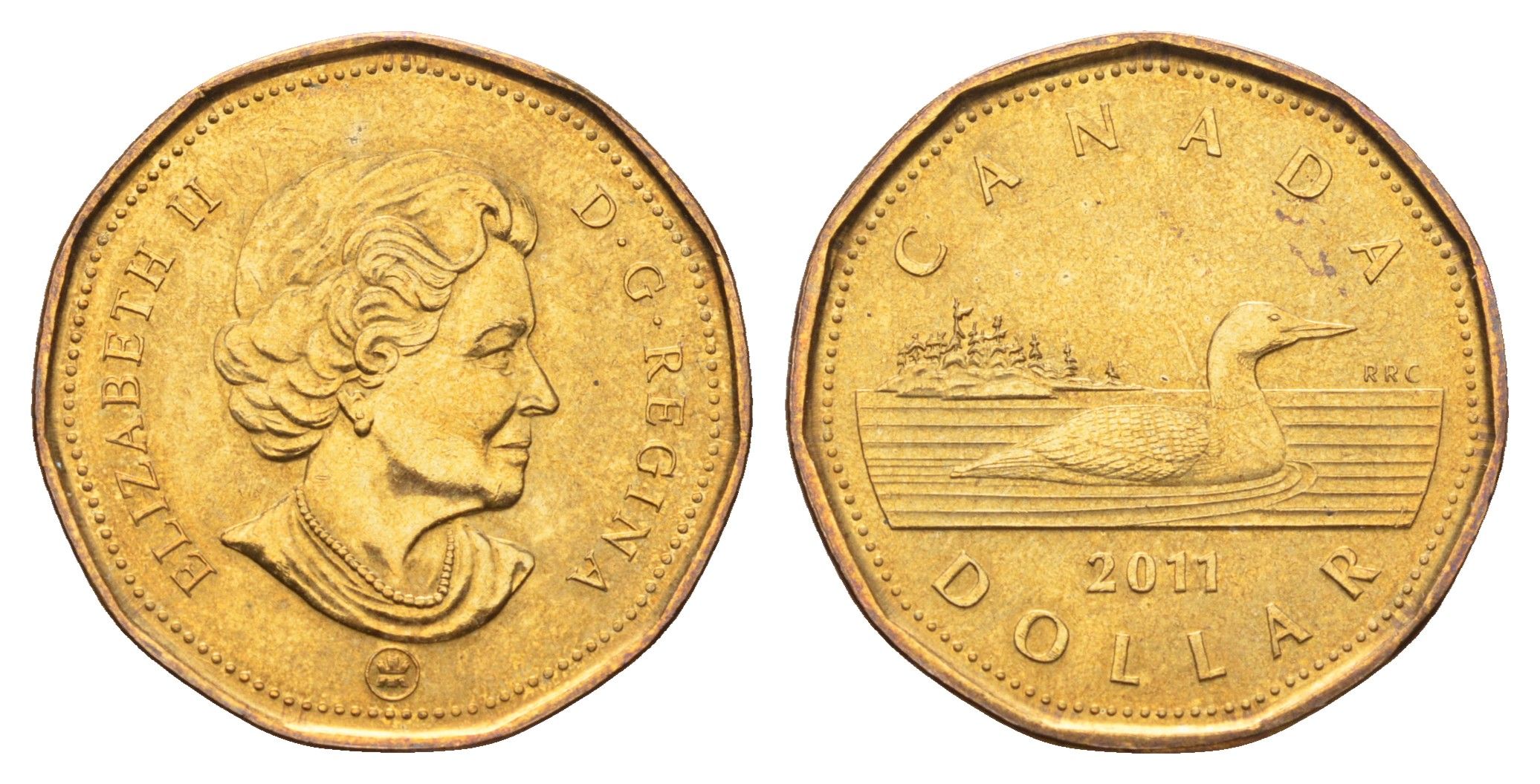 Канада 1 доллар 2011 Елизавета II (1952-2022), утка KM 495 никель плакированная бронзой 4678-1233