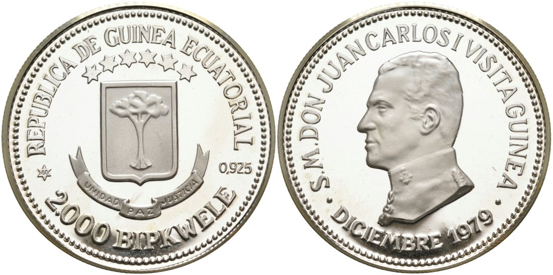 Экваториальная Гвинея 2000 бипквеле 1979 (80) королевский визит Хуана Карлоса I серебро PROOF 01-077-34
