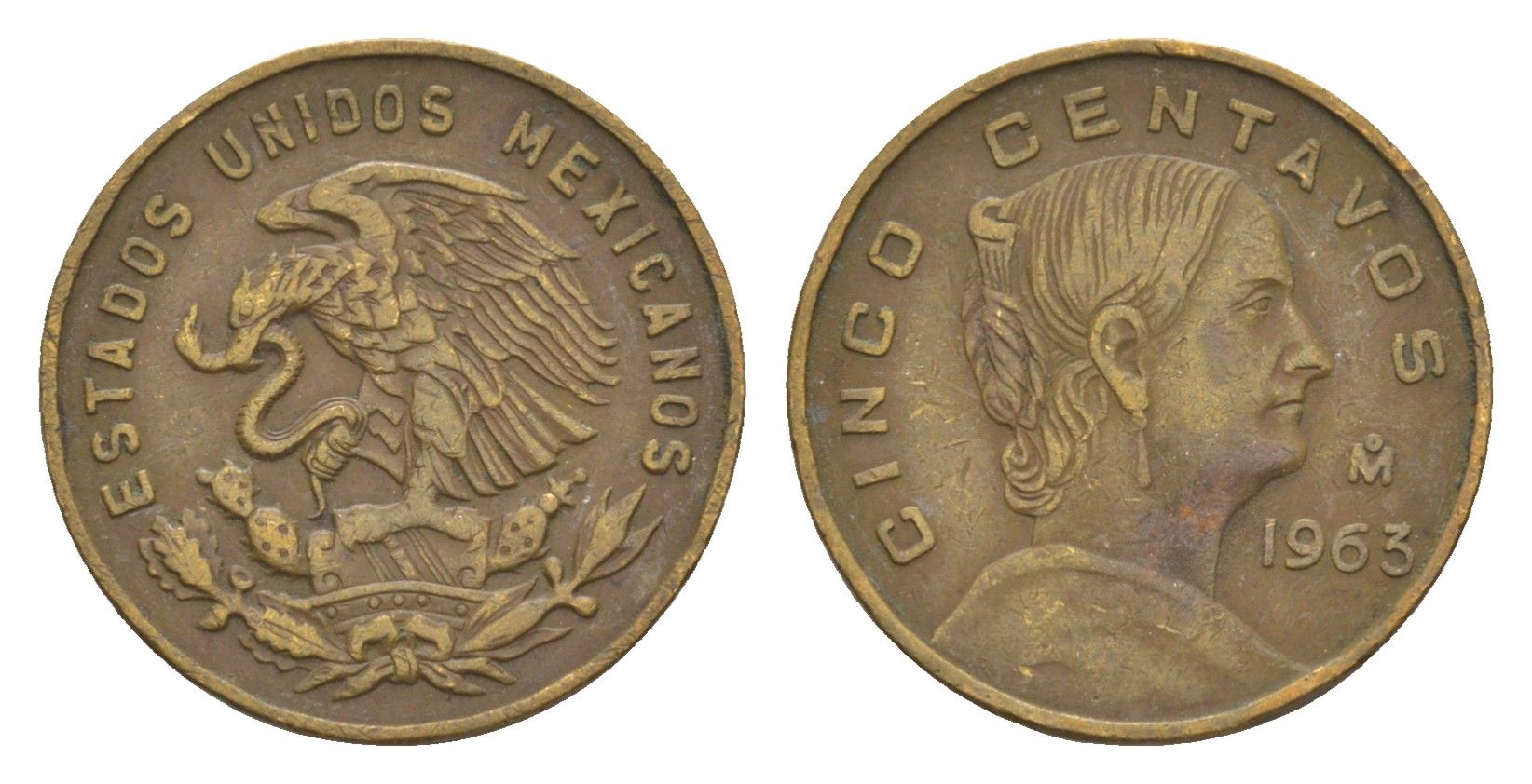 Мексика 5 сентаво 1963 Жозефа Ортис де Домингес KM 426 латунь 4655-1041