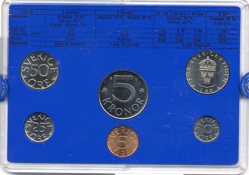 Швеция набор монетного двора из 6 монет 1984 в пластике, Карл XVI Густав (1973- ) KM MS31 UNC 5-4-2-43