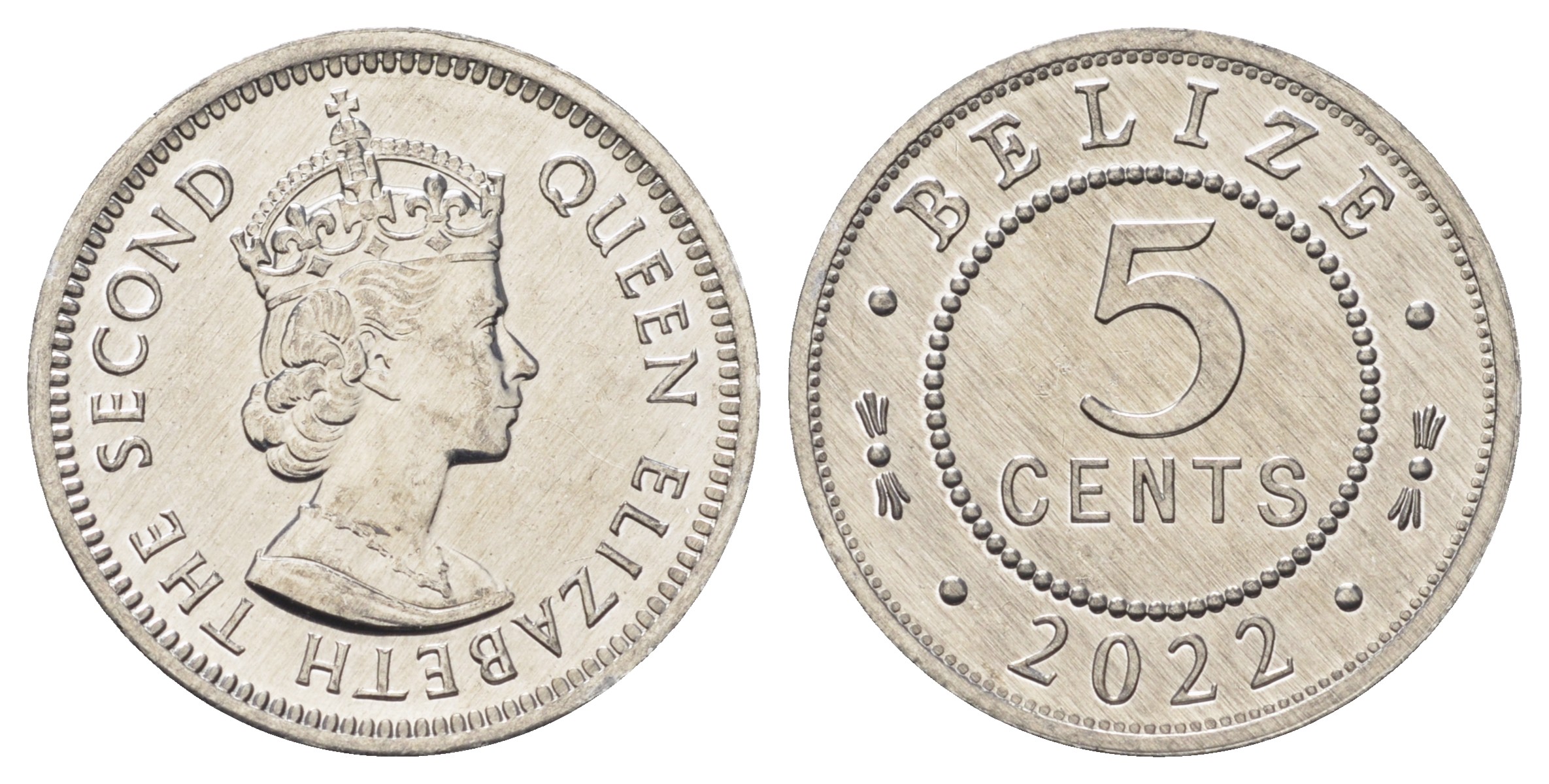 Белиз 5 центов 2022 Екатерина II (1952-2022) KM 34 a алюминий  UNC  M86-07