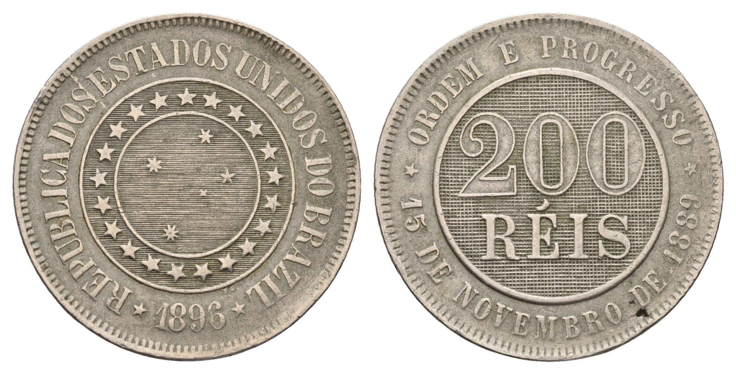 Бразилия 200 реалов (рейс) 1889 KM 493 медно-никель 4680-912