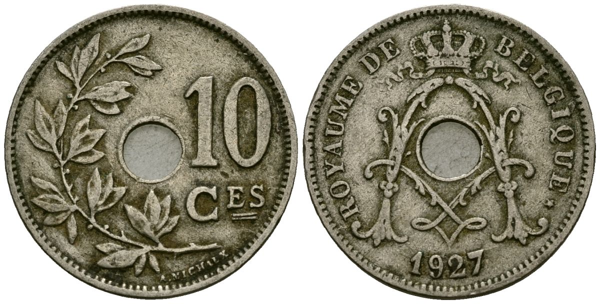 Бельгия 10 сантимов 1927 Belgique KM 85 медно-никель 4172-1023