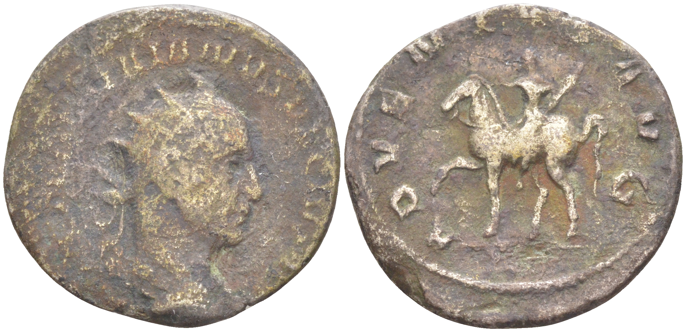 Римская Империя антониниан 244 - 249 Филипп I Араб, бюст императора, IMP M IVL PHILIPPVS AVG / император на коне, ADVENTVS AVGG, Антиохия , rare (из немецкой коллекции 1-й половины XX века) RIC 81 биллон 1073-16-25