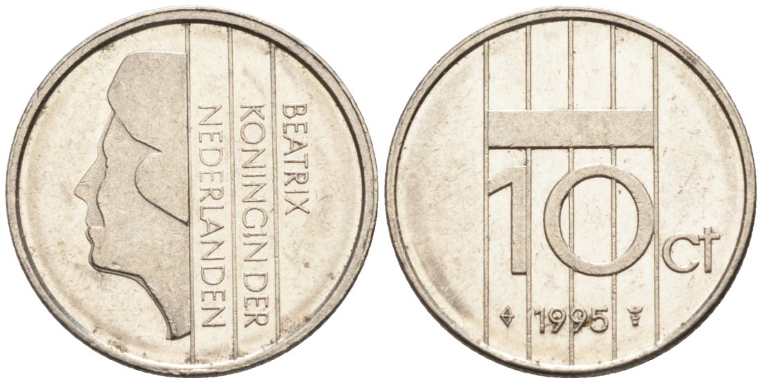 Нидерланды 10 центов 1995 Беатрикс (1980-2013) KM 203 никель 4567-564