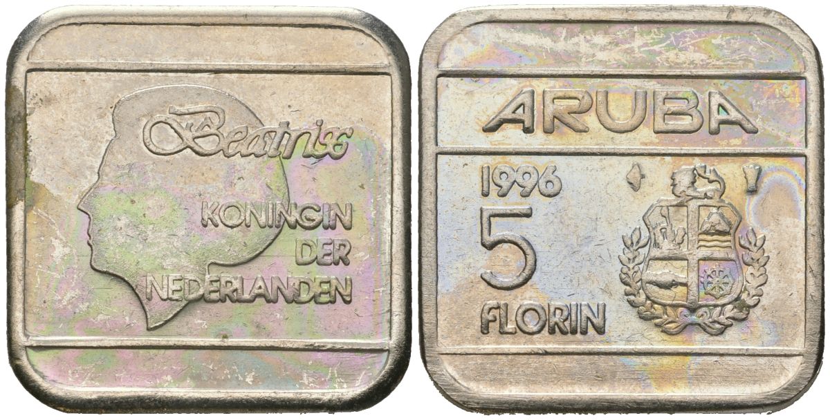 Аруба 5 флоринов 1996 Беатрикс (1980-2013) KM 12 сталь плакированная никелем 4619-431