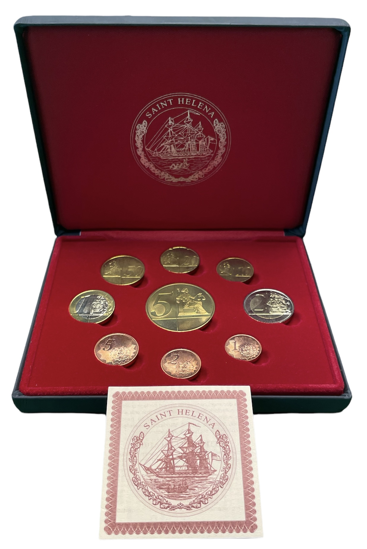 Остров Святой Елены евронабор из 9 монет (с 5 евро), Наполеон ND пробники, PROBA, в оригинальной коробке, с сертификатом    PROOF  4-3-4-07