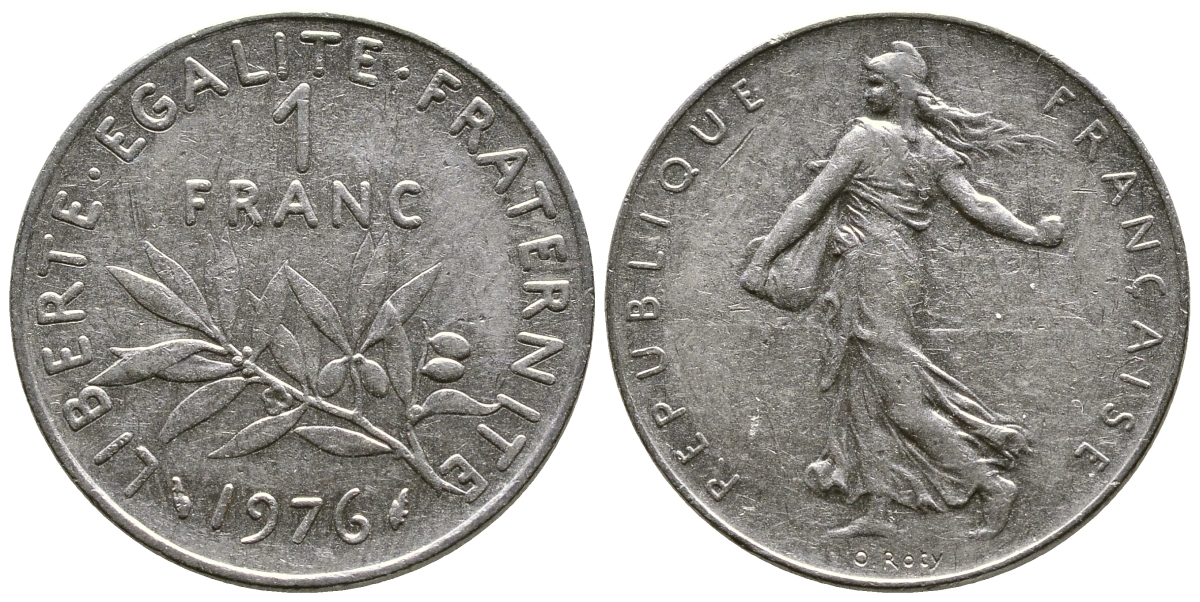 ФРАНЦИЯ 1 ФРАНК 1976 СЕЯТЕЛЬ KM 925.1 никель 51-4423
