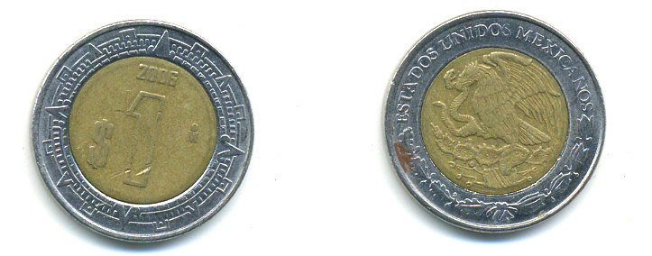 Мексика 1 песо 2006 KM 603 биметалл 176-1246
