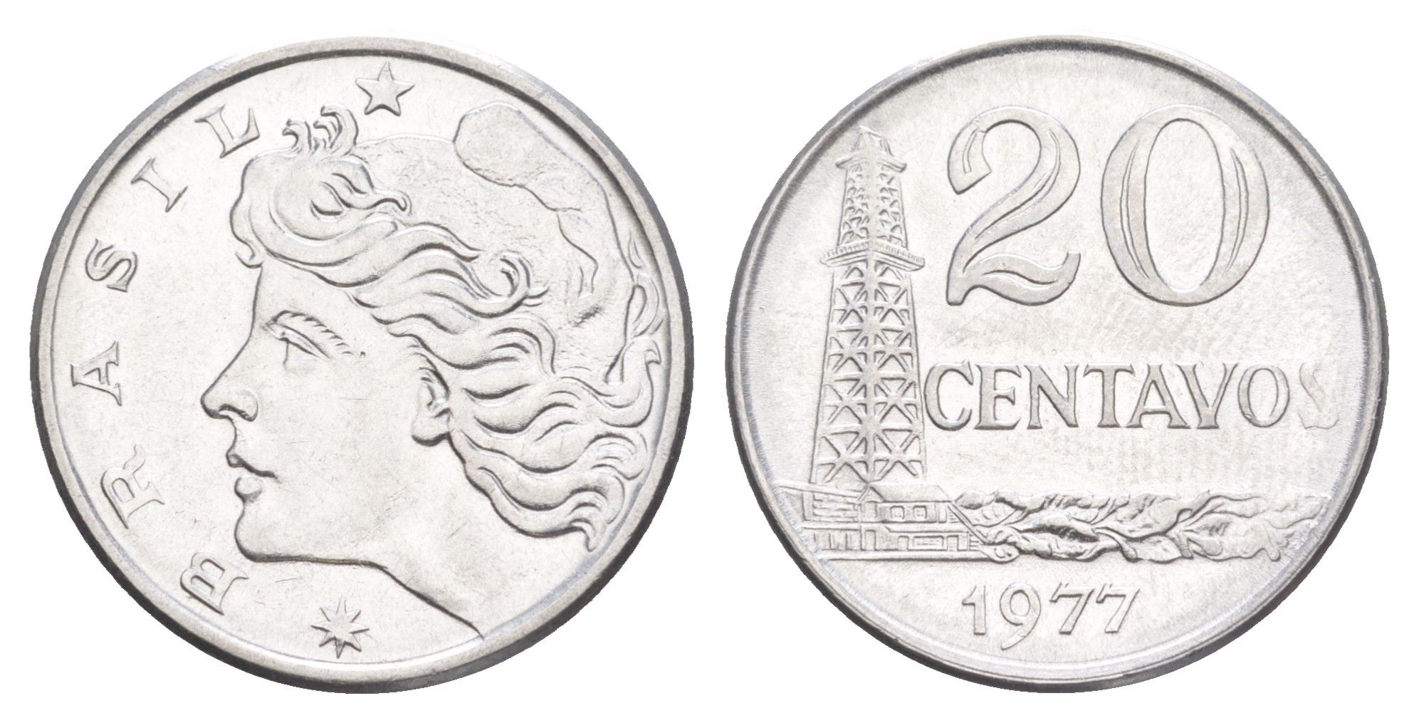Бразилия 20 сентаво 1977 KM 579.1a нержавеющая сталь UNC 4642-1047