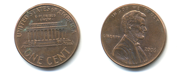 США 1 ЦЕНТ 2006 D ЛИНКОЛЬН KM 201b цинк плакированный медью 86-513