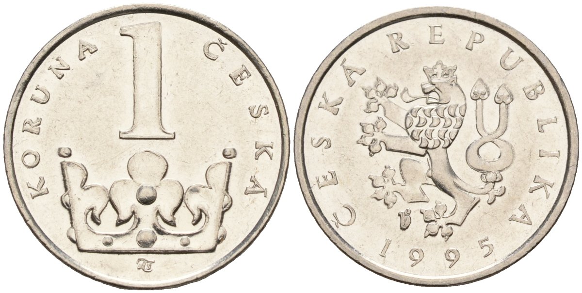 Чехия 1 крона 1995 KM 7 сталь плакированная никелем 4152-931