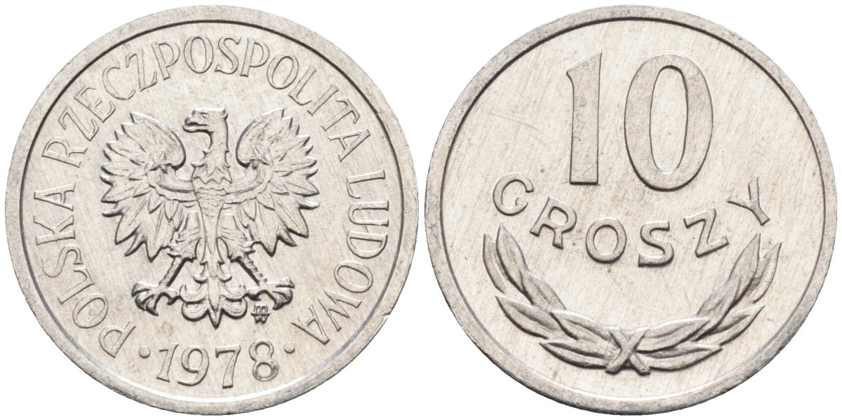 Польша 10 грошей 1978 MW, Народная Республика KM АА47, Parchimowicz 206r алюминий aUNC 4580-628