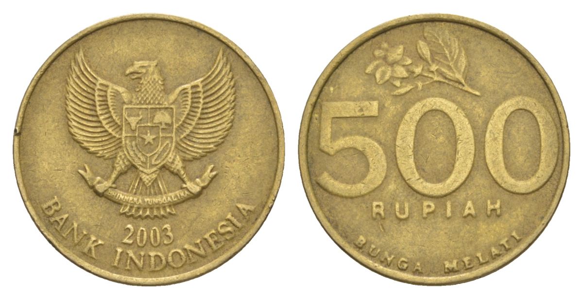Индонезия 500 рупий 2003 KM 59 алюминиевая бронза 4633-224