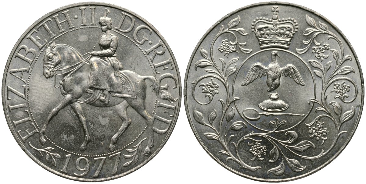 Великобритания 25 пенсов 1977 25 лет со дня коронации Елизаветы, Елизавета II (1952-2022) KM 894, Spink 4136 медно-никель UNC 4368-835
