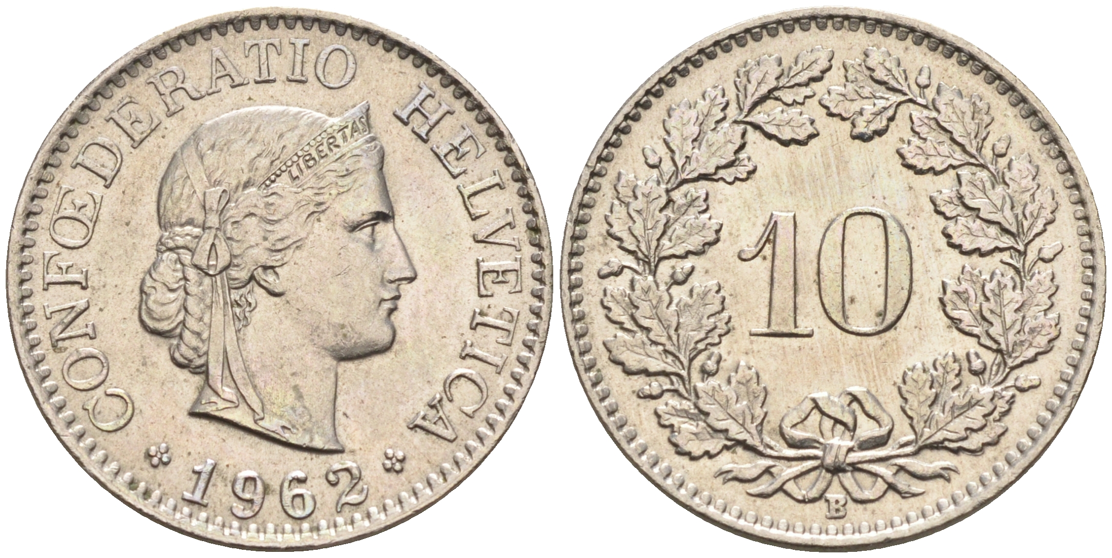 Швейцария 10 раппенов 1962 B KM 27  медно-никель 4115-753