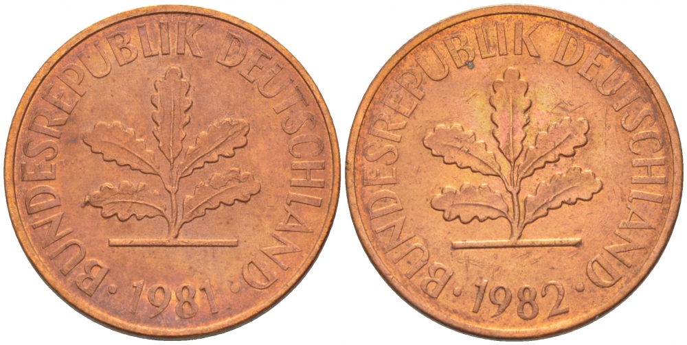 ФРГ 2 ПФЕННИГА 1981 J KM 106a, J.381a сталь плакированная сталь плакированная медьюю 4396-1613