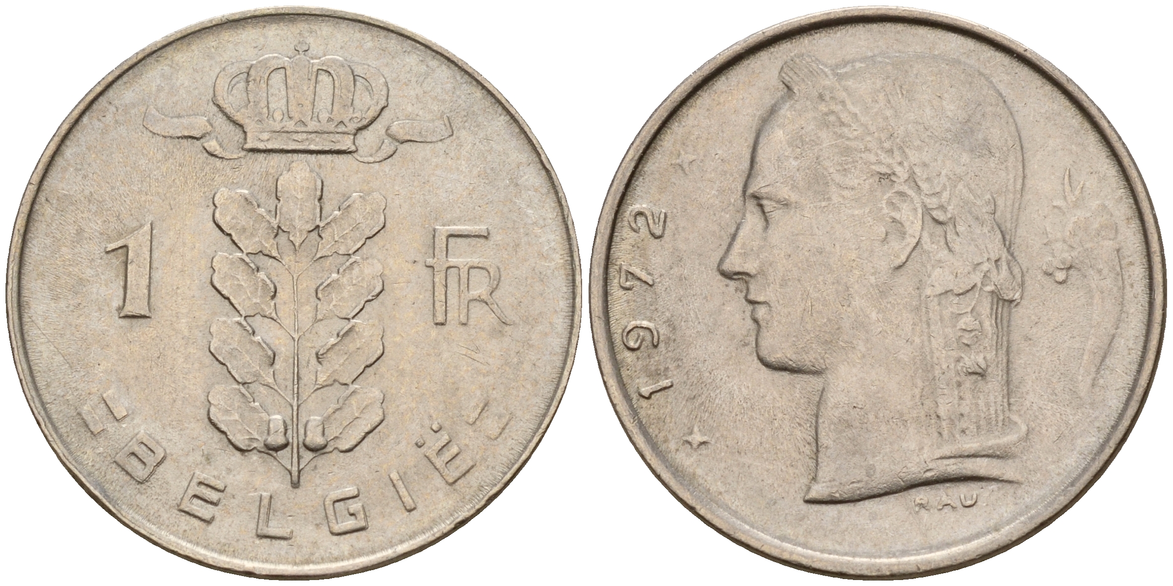 Бельгия 1 франк 1969 Belgie KM 143.1 медно-никель  UNC  4187-151