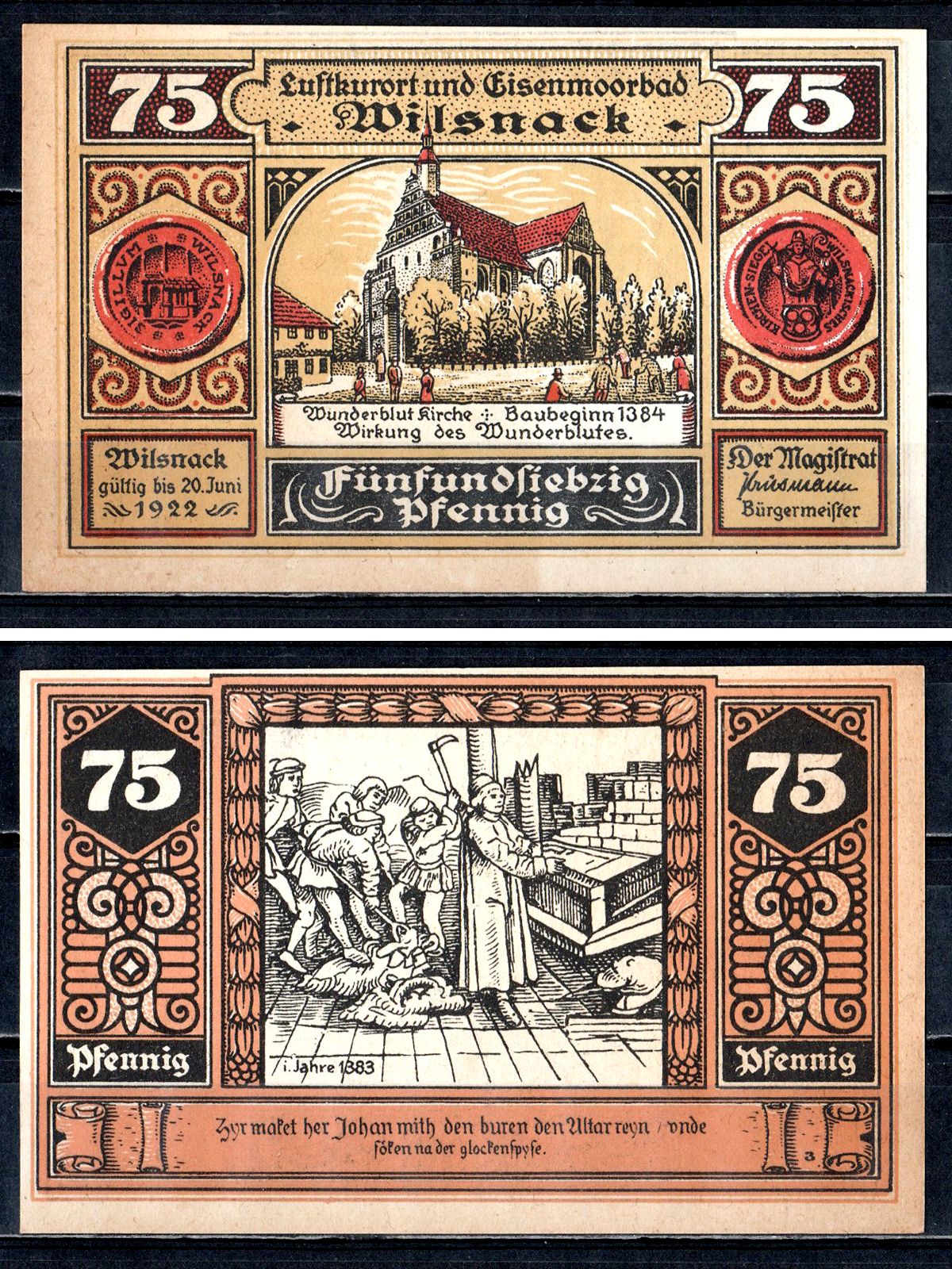 Вильснак (Пруссия, Бранденбург) 75 пфеннигов 1922 2193-49-2-2