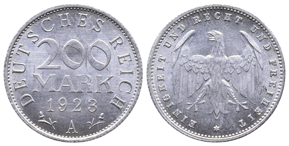 ГЕРМАНИЯ 200 МАРОК 1923 A KM 35, J. 304 алюминий 4380-433