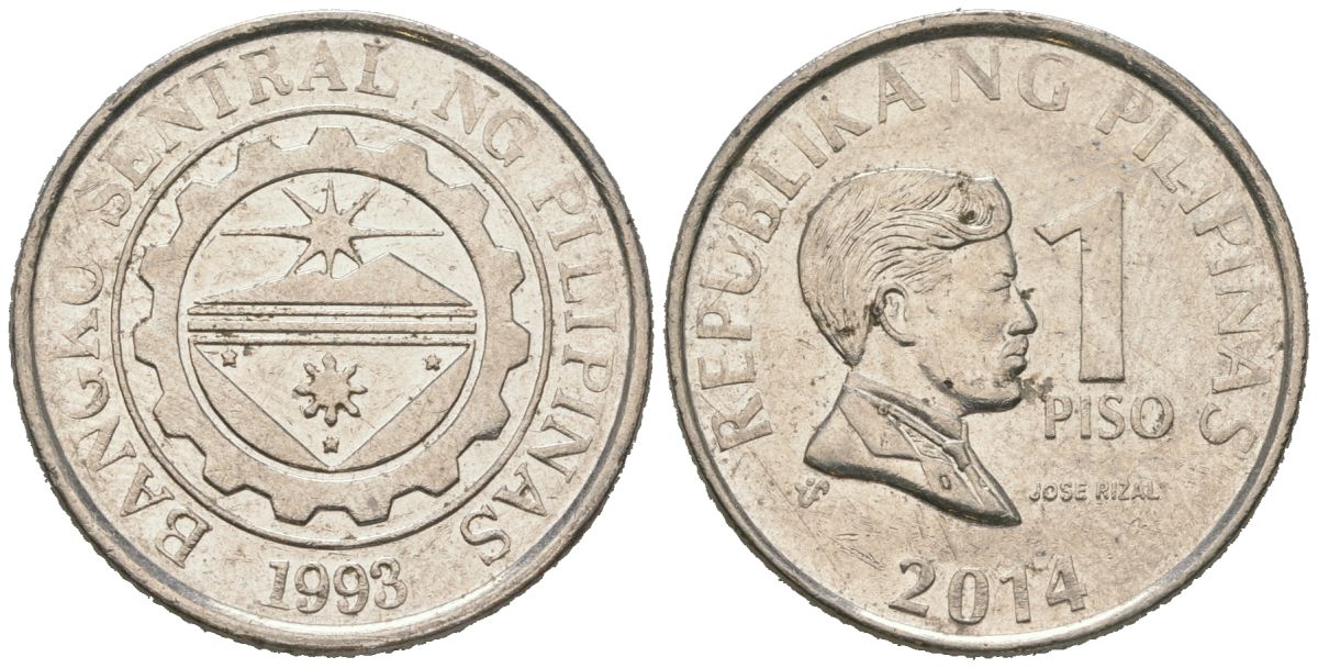 Филиппины 1 писо 2014 KM 269a сталь плакированная никелем 4604-1133