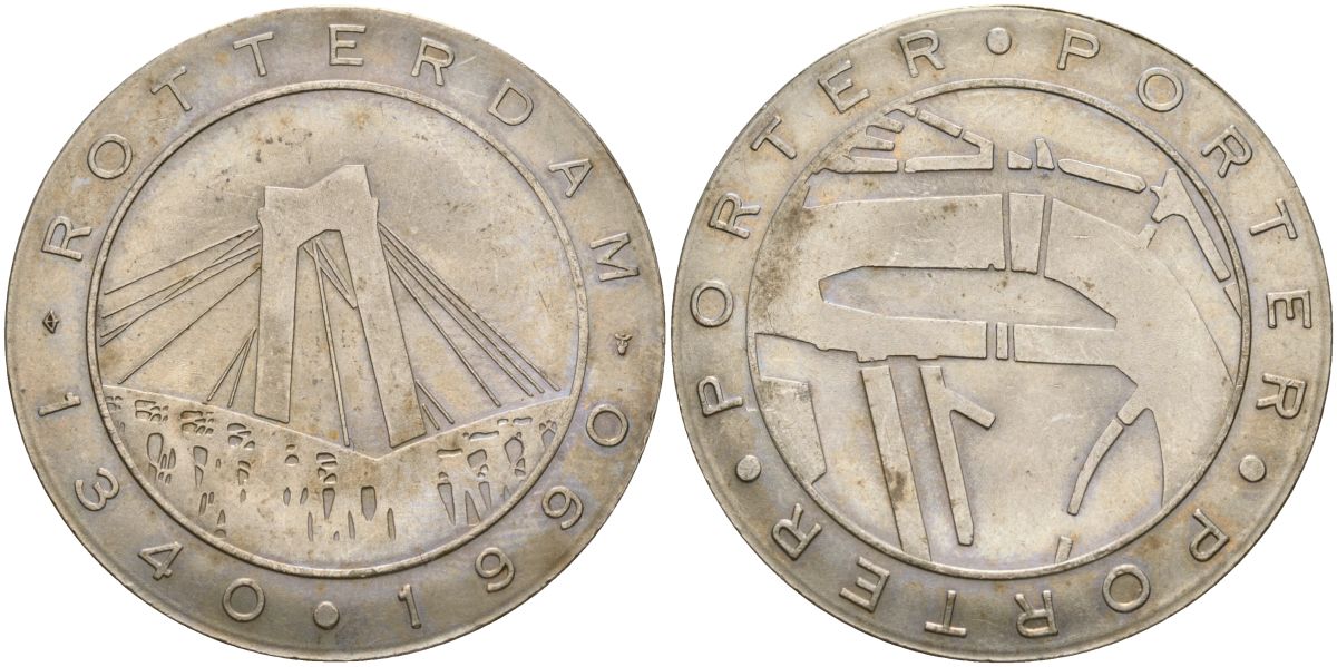 Нидерланды медаль 1990 Роттердам медно-никель 4165-335