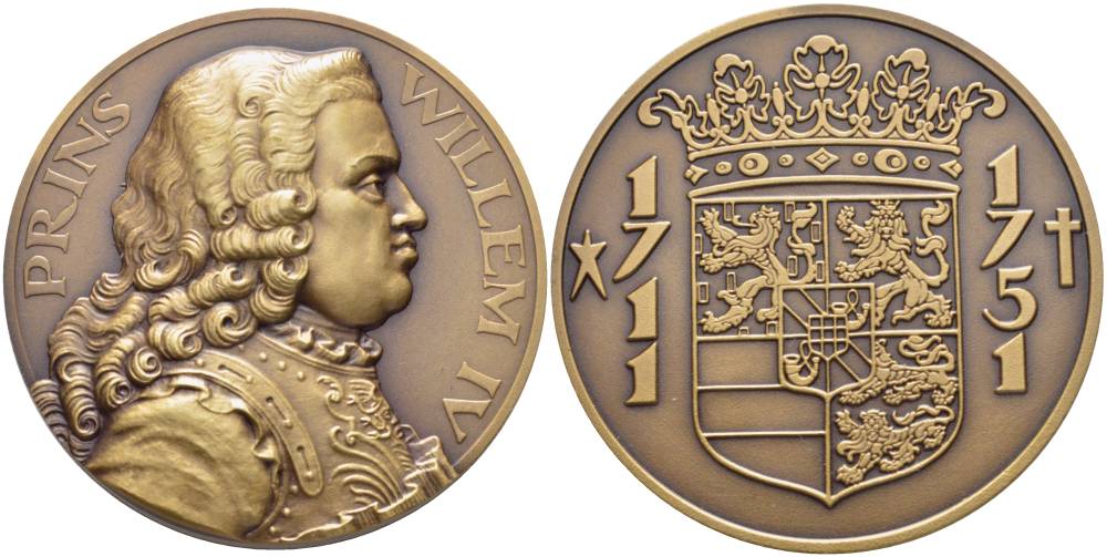 Нидерланды медаль ND Принц Нидерландов Виллем IV (1711-1751), диаметр 50 мм.      11-267-44